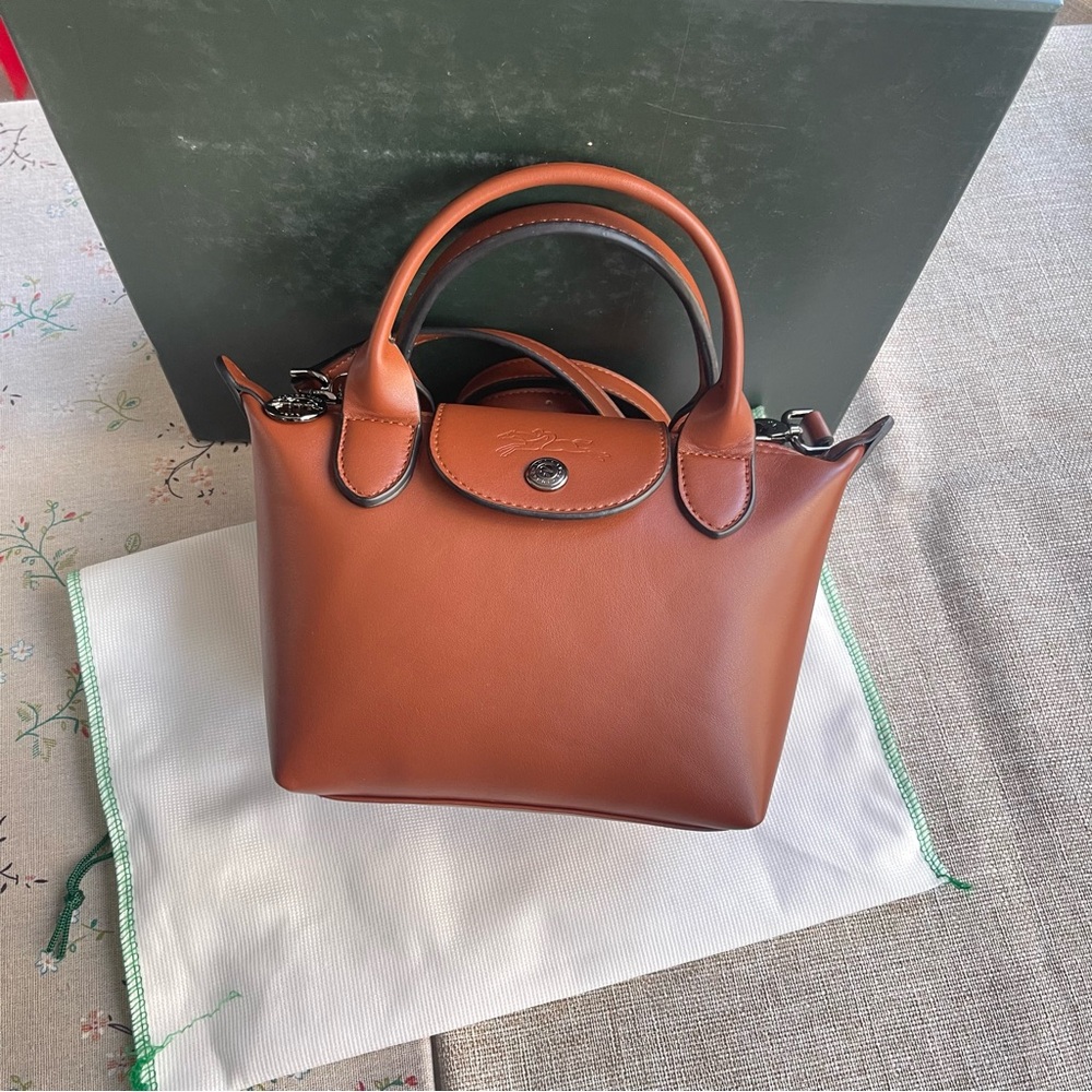Longchamp Brown Leather Bag with Top Handles - Picture 2 of 11